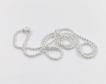 925 Sterling Silver Italian Ball Bead Chain Necklace, Stylish  Chain Italian Chain Silver Necklace 2 MM Ball Chain