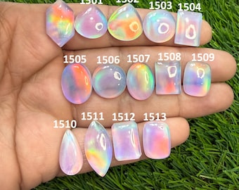 Pink Aurora Opal Cabochon, Healing Crystal Lab Opal Doublet Gemstone, Loose Stone, Making For Jewelry
