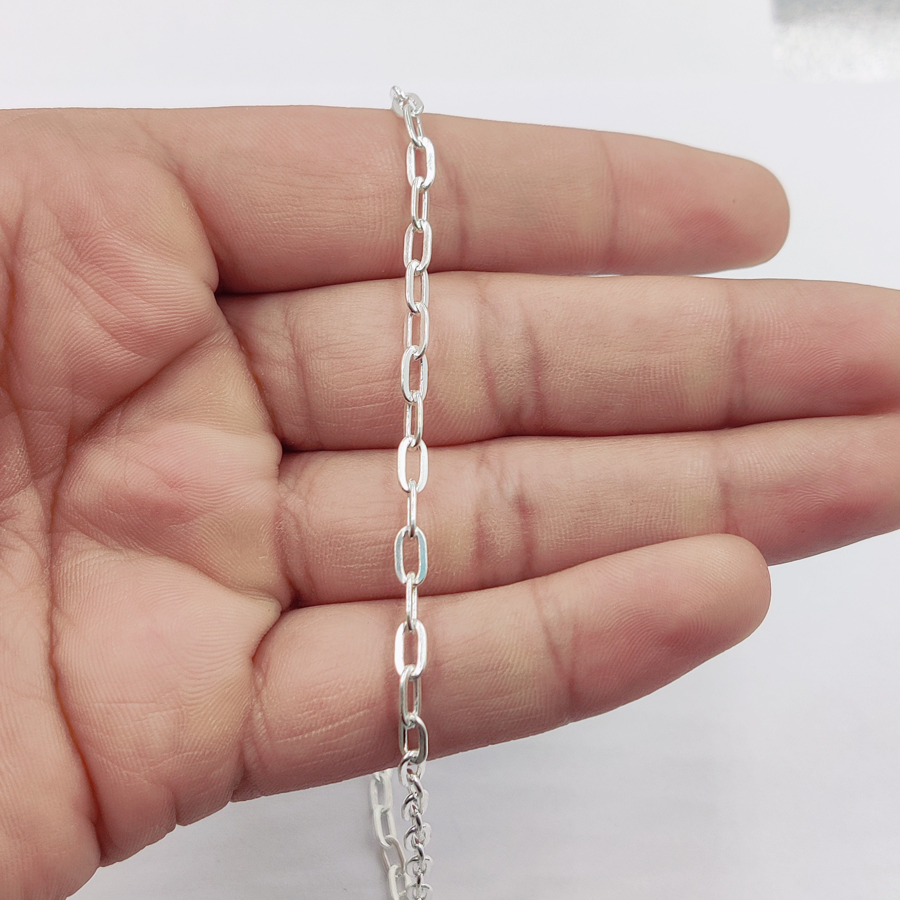 Silver Chain, 925 Sterling Silver Cable Chain, Handmade Jewelry