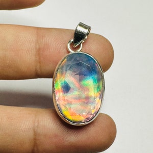 Aurora Opal Pendant - Opal Doublet Pendant - Opal Gemstone Necklace - Rainbow Opal - Opal Jewelry - Gift For Her| Birthday Gift| Wife Gift
