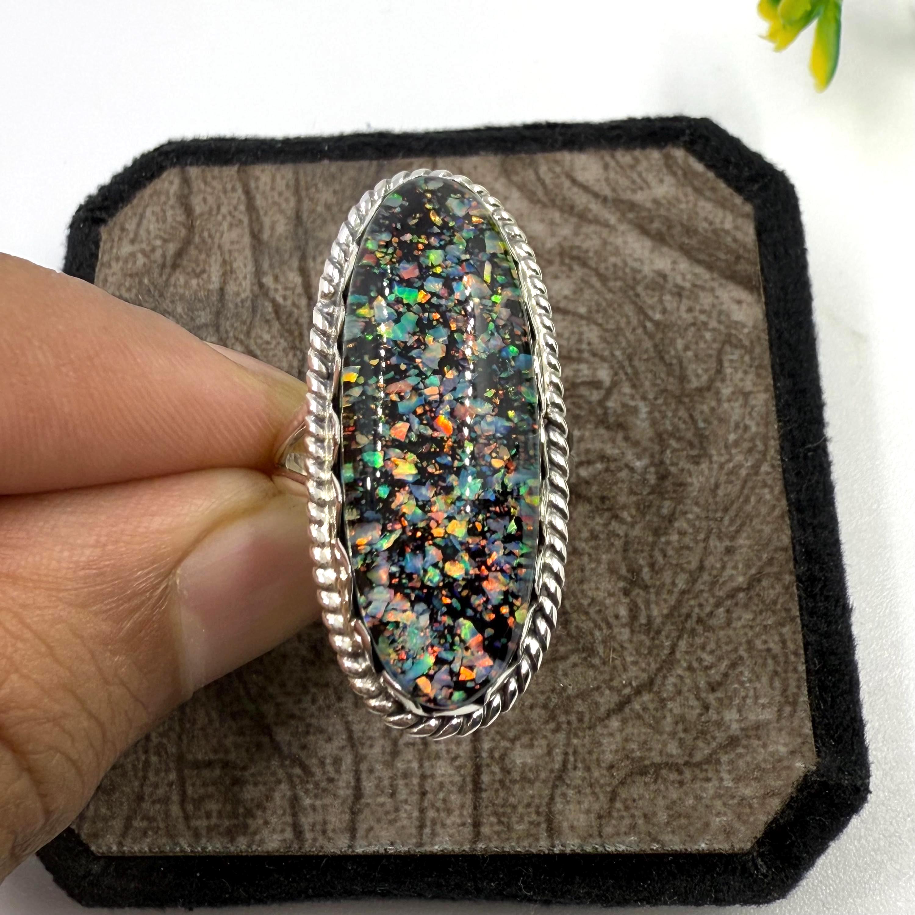 マトリックスオパールシルバーリング マトリックスオパールリング、925スターリングシルバーリング