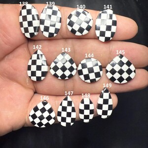 Top Quality Checkerboard Cabochon, Checkered Black Onyx Gemstone, Cabochon For Ring, Sami Precious Stone, Handmade Stone