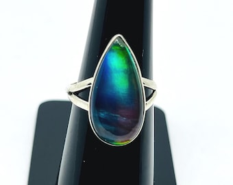 Opal Aurora Ring ~ 925 Sterling Silber Ring ~ Vintage Schmuck~ Geschenk für Sie~ Geburtstagsgeschenk~ Opal Ring~ Minimalist Silber Ring