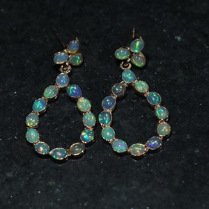 Ethiopia Opal Earrings- 925 Sterling Silver Jewelry- Drop Dangle Earrings- Rose Gold Vermeil Jewelry- Gift For Her