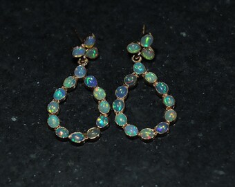 Ethiopia Opal Drop Earrings: Rose Gold Vermeil Sterling Silver