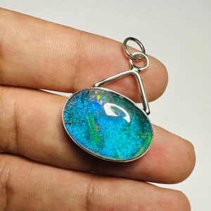 Handmade Monarch Opal Pendant: Art Deco 925 Sterling Silver Jewelry