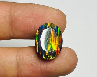 Aurora Opal Gemstone- Black Gilson Aurora Opal Doublet- Making For Jewelry- High Hand Polish- Use For Jewelry- 17x12x7 MM