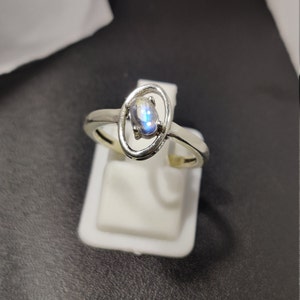 Natural Rainbow Moonstone Ring-Blue Fire Moonstone Ring-Handmade Silver Ring-925 Sterling Silver-Gift for her-Promise Ring-Anniversary Ring