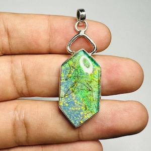 Handmade Sterling Silver Monarch Opal Pendant: Art Deco Jewelry