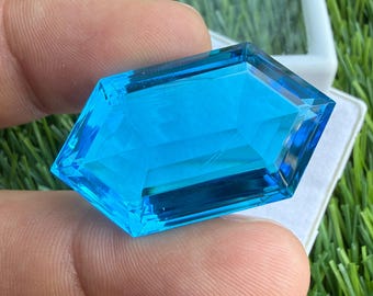 Excellent Cut Blue Topaz Stone, Loose Gemstone 49.50Ct Making For Jewelry, Swiss Topaz