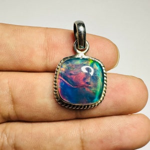 Aurora Opal Pendant - Opal Doublet Pendant - Opal Gemstone Necklace - Rainbow Opal - Opal Jewelry - Gift For Her| Birthday Gift| Wife Gift