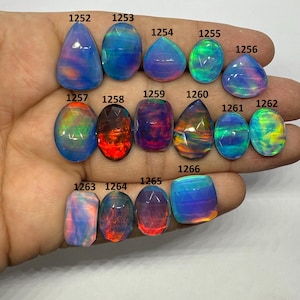 Flerfärgad Aurora Opal ädelsten, fasetterad kristall Aurora Opal, högkvalitativ opaldubblett, passar för silversmycken, samisk ädelsten