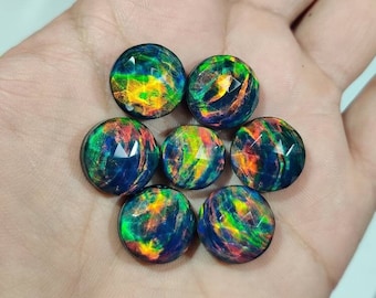Wholesale Round Aurora Opal Doublet Gemstone Lot- Faceted Aurora Opal lot - Handmade Polished- Use For Jewelry