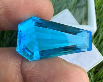 35.95Ct Attractive Blue Topaz Coffin Gemstone, Sami Precious Stone, Gemstone Gift