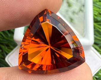AAA Orange Citrine 24.40Ct Gemstone, Handmade Triangle Cut Stone, Making For Jewelry