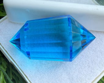 Blue Topaz Hand Polish Point Stone, Faceted Loose Pencil Stone, Sami Precious Stone, Making For Necklace