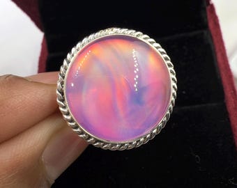 Pink Aurora Opal 925 Sterling Silver Ring, Dainty Opal Ring, Woman Boho Jewelry, October Birthstaone Ring, Birthday Gift For Friend