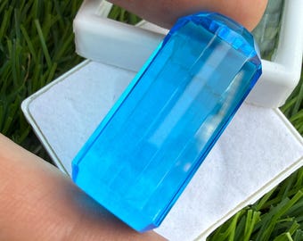 Hand Polished Drum Stone, Facated AAA Blue Topaz Loose Stone, Making For Jewelry