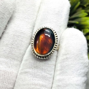 Aurora Opal Silver Ring~ Multi Color Opal 925 Sterling Silver Ring~ Minimalist Silver Jewelry~ Crystal Ring~ Engagement Ring~ Gift For Her