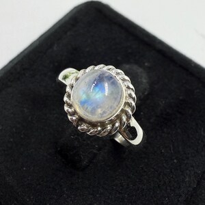 Dainty Moonstone Ring: 925 Sterling Silver Minimalist Band