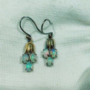 Ethiopian Opal Earrings: 925 Sterling Silver Gold Vermeil Dangle Earrings