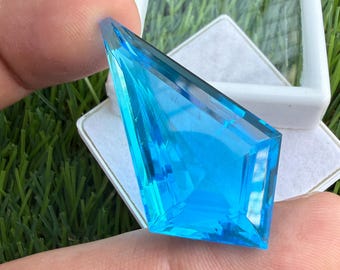 Kite Blue Topaz Gemstone - 45.70Ct Swiss Topaz Loose stone - Making For Ring - December Birthstone