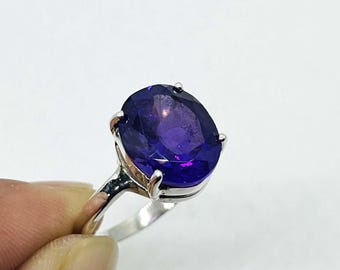 Lila Amethyst Ring ~ 925 Sterling Silber Ring ~ Amethyst Edelstein Schmuck ~ Minimalist Ring ~ Geschenk für Sie