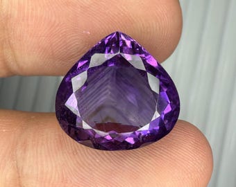 Faceted Amethyst Heart Gemstone: February Birthstone, AAA Quality