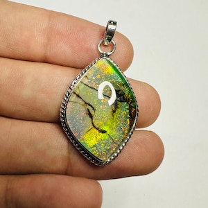Monarch Opal Pendant: Handmade 925 Sterling Silver Art Deco Jewelry