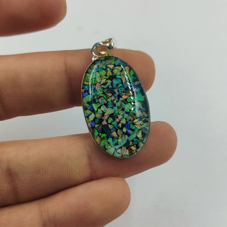 Amazing Monarch Black Dot Opal Pendant Opal Doublet Pendant Sterling ...