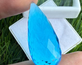 Tear Drop Swiss Topaz 43.95Ct Unqiue Cut Blue Topaz Gemstone, Making For Jewelry
