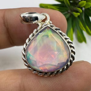 Opal Silver Pendant, 925 Sterling Silver Necklace, Aurora Opal Jewelry, Everyday Pendant, Handmade Women Necklace, Personalized Gift