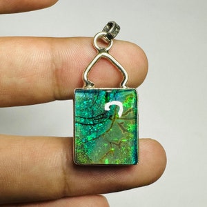 Handmade Sterling Silver Monarch Opal Pendant: Art Deco Jewelry
