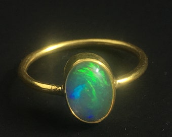 Natural Opal Rings Jewelry| Opal Dainty Rings| Sterling Silver Gold  Vermeil Ring Jewelry| Birthday Gift| Stylish Ring|  Gift For Her