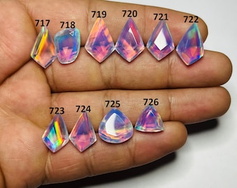 Amazing Fire Faceted Aurora Opal Cabochon- Mix Shape Welo Fire Both Side Faceted Aurora Opal Doublet Loose Gemstone- Use For Silver Jewelry