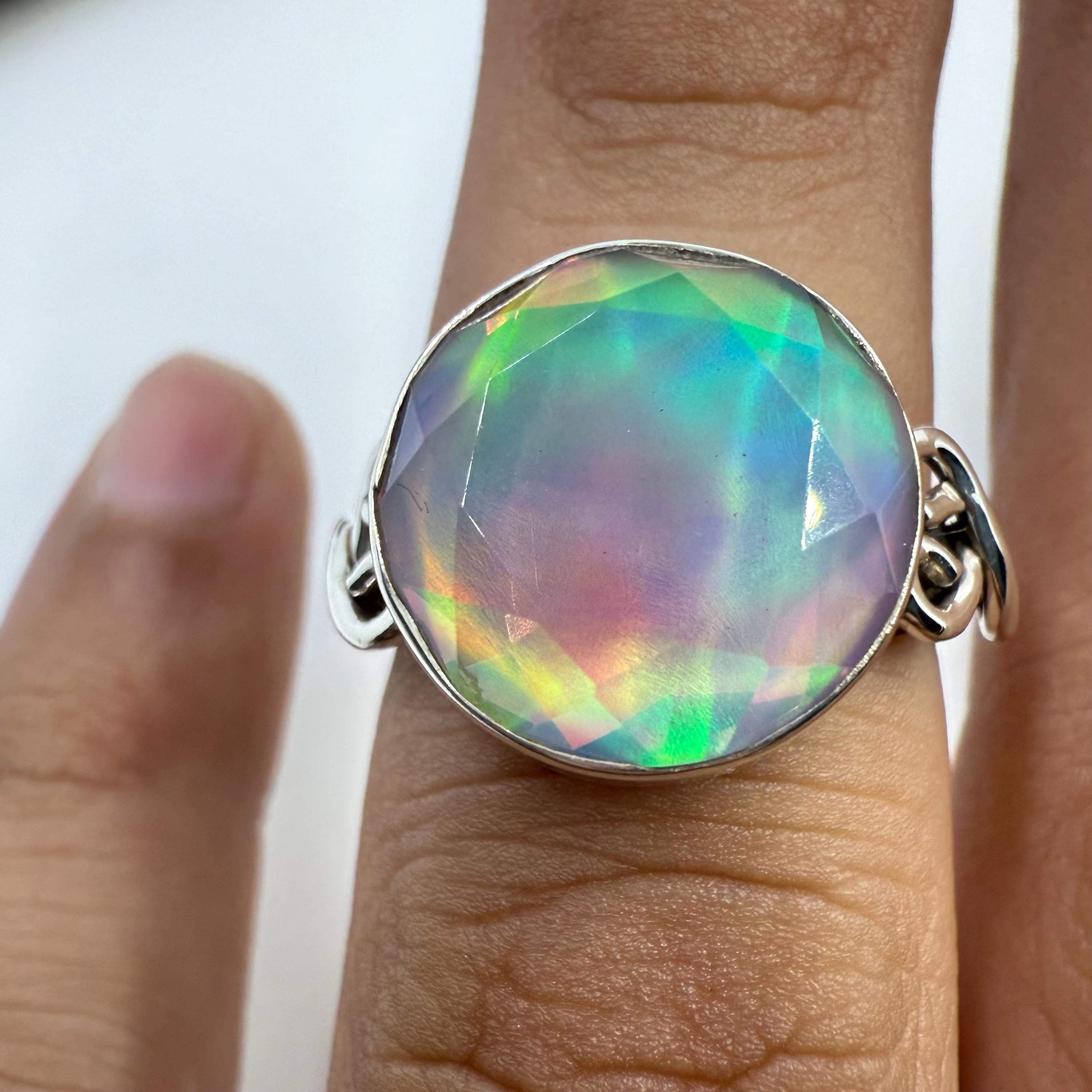 Jewelry Gift Handmade Gemstone Natural Opal Ring Silver 925 Sterling