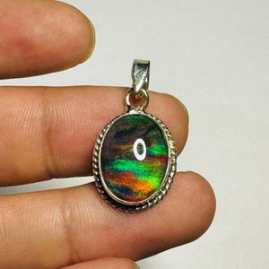 Aurora Opal Cabochon Pendant, 925 Sterling Silver Necklace, Welo Fire Opal Gemstone Silver Pendant, Gift For Her Mom