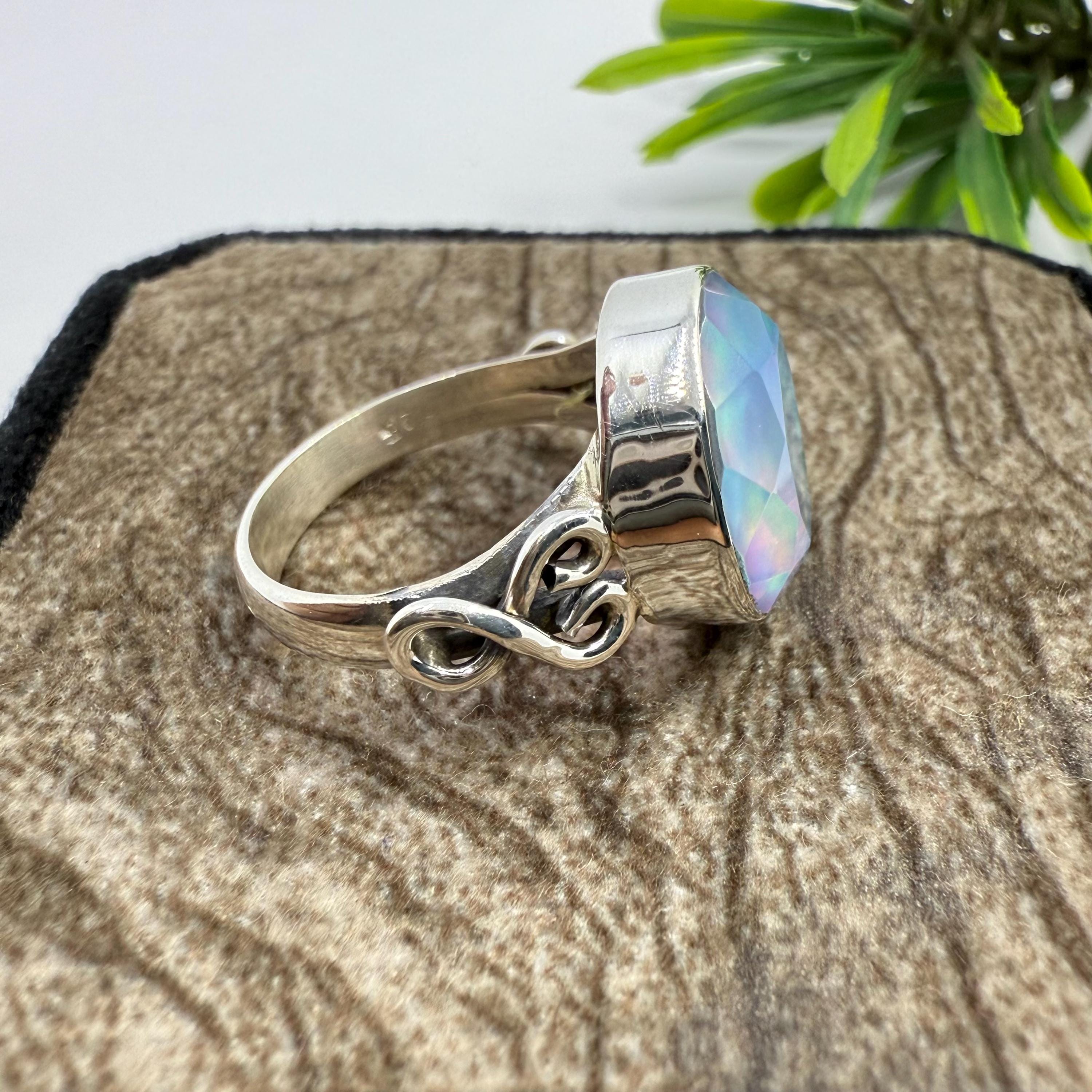Thai Gift Handmade Jewelry Natural Opal Silver ring 925 Sterling / RVS346