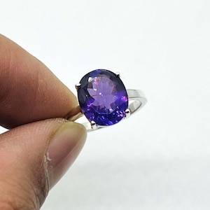 Amethyst 925 Solid Silver Ring, 925 Sterling Silver Handmade Ring, Amethyst Ring, Engagement Rings, Boho Jewelry, Minimalist Ring