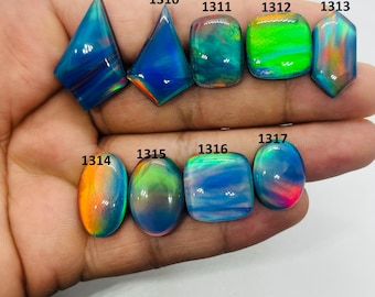 Aurora Opal Cabs, Rainbow Fire Aurora Opal Doublet, High Hand Polish Gemstone, Making For Jewelry, Fire Opal, Loose Stone