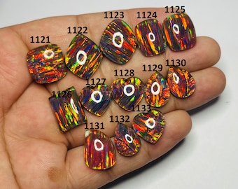 Black Fire Aurora Opal Doublet Gemstone Cabochon- Mix Shape Black opal Loose Stone- Best For Silver Jewelry- Welo Fire Crystal Opal