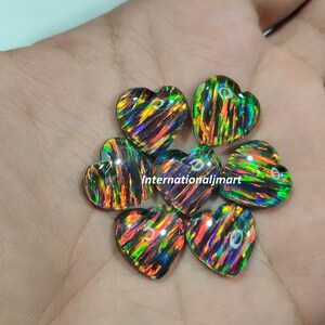 Beautiful Black Opal Heart Shape Cabochon- Aurora Opal Doublet Gemstone- Making For Jewelry- Loose Gemstone