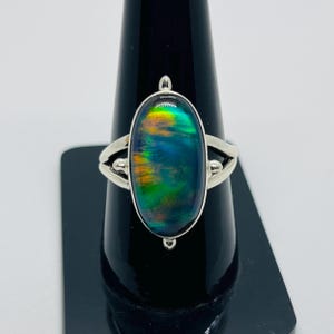 Fire Aurora Opal Ring, 925 Sterling Silver Ring, Elegant Ring, Vintage Silver Ring,  Boho Jewelry, Engagement Ring, Gift For Her,