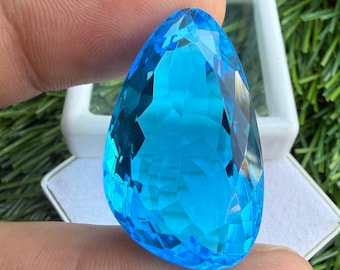 Blue Topaz Healing Gemstone, Fancy Faceted 37.80Ct Stone, Loose Blue Topaz Stone, Making For Jewelry