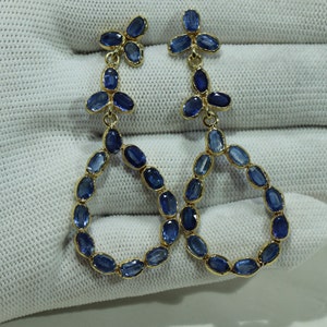 Natural Blue Kyanite Drop Dangle Earrings, Sterling Silver Jewelry, Stylish Earring, Kyanite Gold Jewelry, Blue Earring, Gift For Her