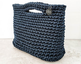 Colorblock Crochet Bag Number Pattern Shoulder Tote Bag for Vacation