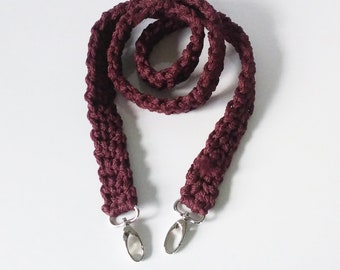Hand crocheted purse strap, handmade bag strap, wine red crossbody bag strap, burgundy purse strap, crochet camera strap, rope camera strap
