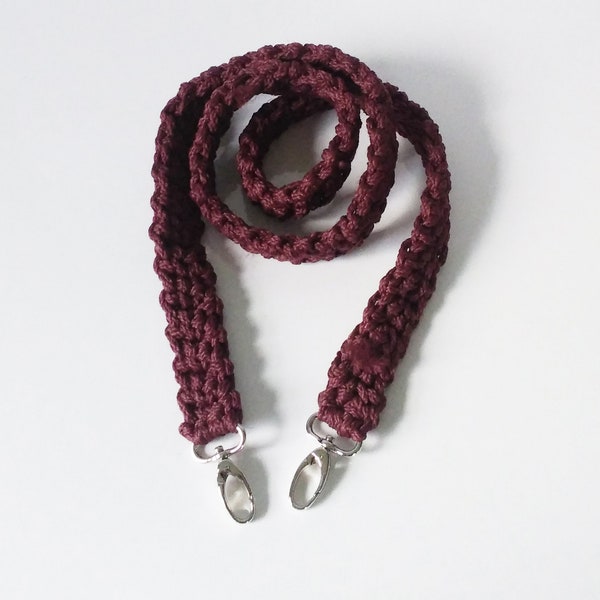 Hand crocheted purse strap, handmade bag strap, wine red crossbody bag strap, burgundy purse strap, crochet camera strap, rope camera strap