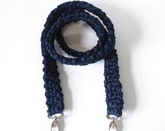 Crochet Crossbody Bag Strap: Dark Blue Macrame Purse or Camera Strap