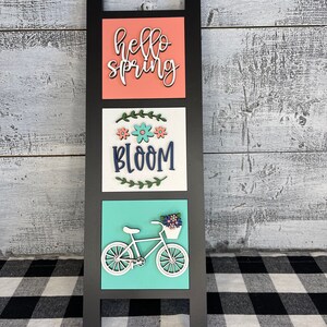 Spring Leaning Ladder Inserts, Spring decorations, Spring tiered tray, Spring Gnome, Spring Truck, Spring Flowers, Bike Decor, Mini Sign bild 4